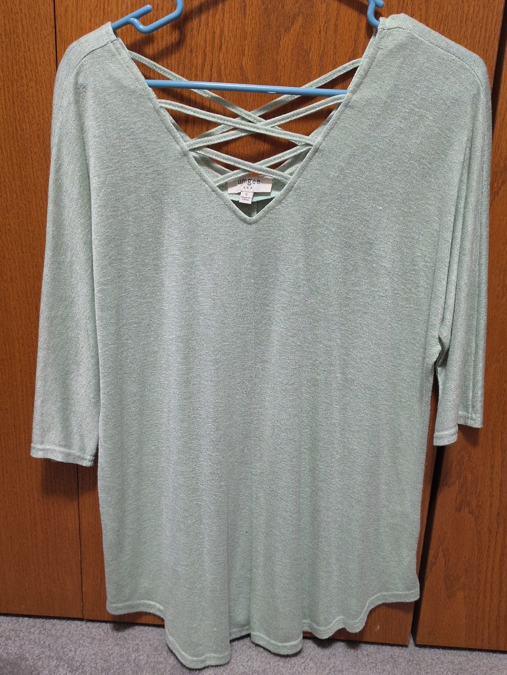 Umgee Sage Green Crisscross V-Neck Tunic